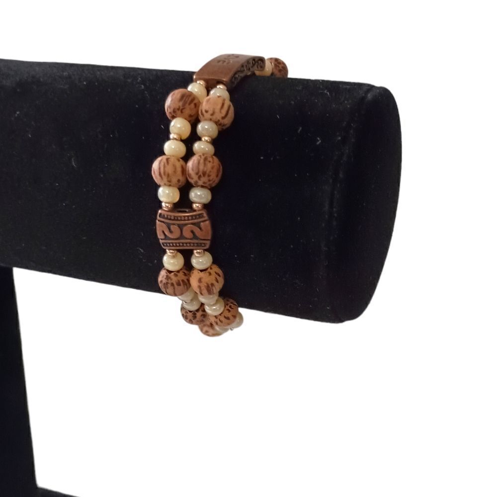 LIVE Beaded Bracelet Memory Wire Adjusts Bangle Cross Religious Inspirational - Picture 9 of 16